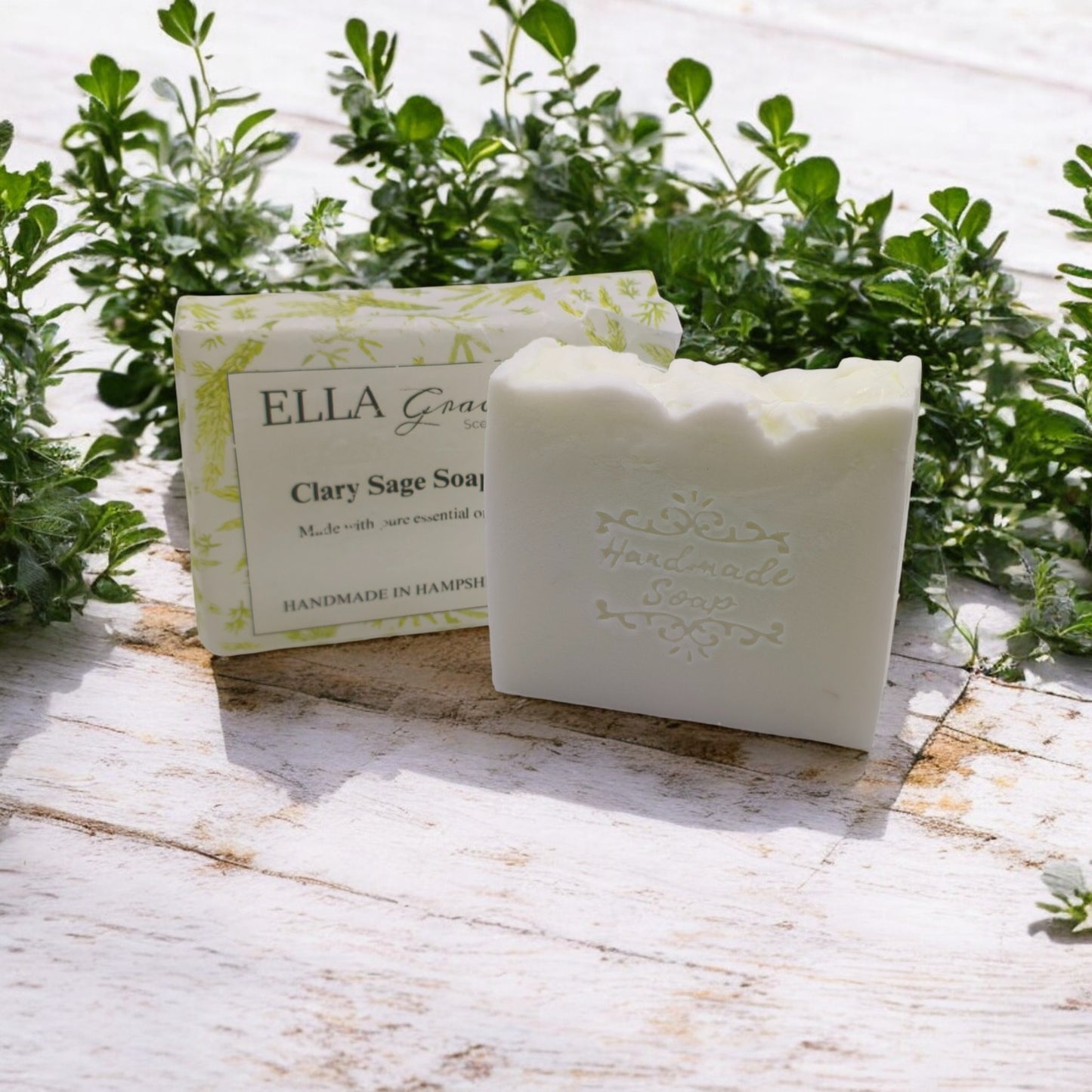 Clary Sage essential oil soap slice