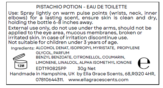 PISTACHIO POTION - EAU DE TOILETTE PERFUME