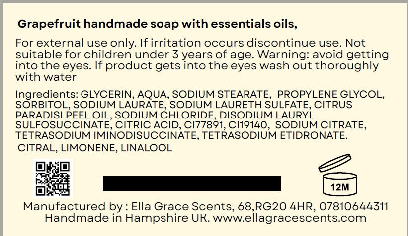 Grapefruit essential oil basin soap
