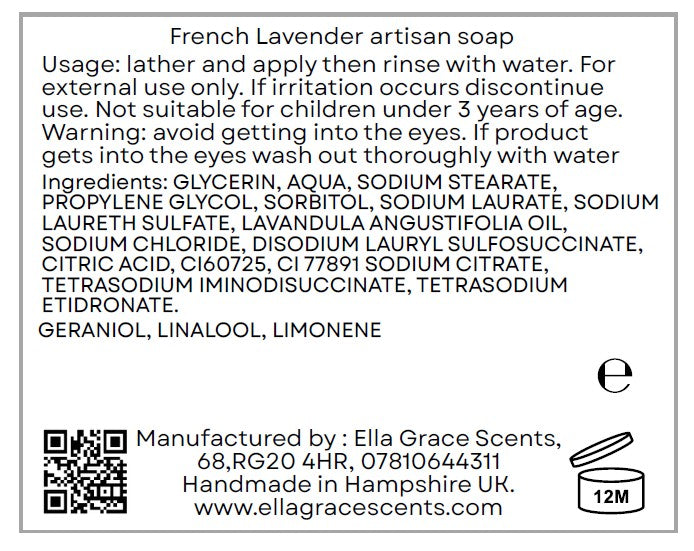 Lavender essential oil soap slice
