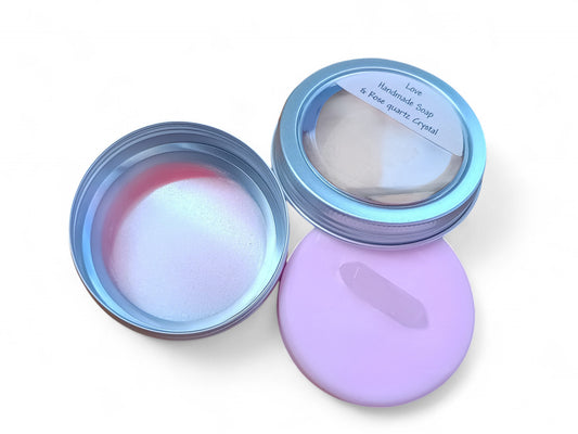 Love handmade mild soap with a Rose quartz embed crystal