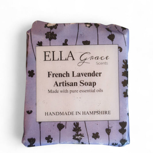 Lavender essential oil soap slice