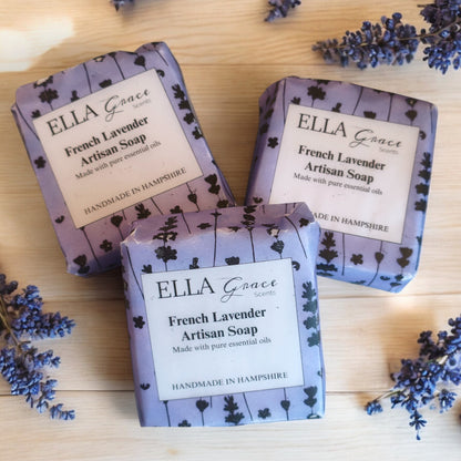 Lavender essential oil soap slice
