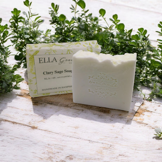 Clary Sage essential oil soap slice
