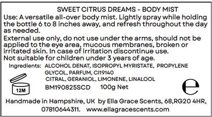 SWEET CITRUS DREAMS - BODY MIST