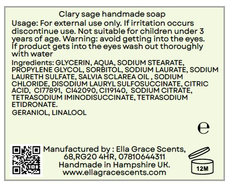 Clary Sage essential oil soap slice