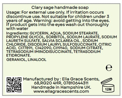 Clary Sage essential oil soap slice