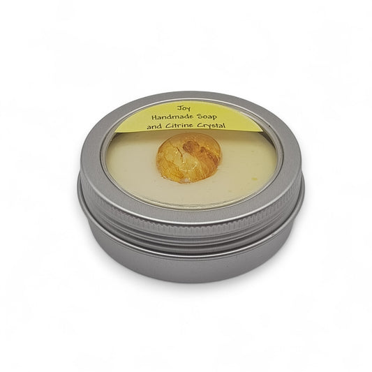 Joy handmade mild soap with a Citrine embed crystal