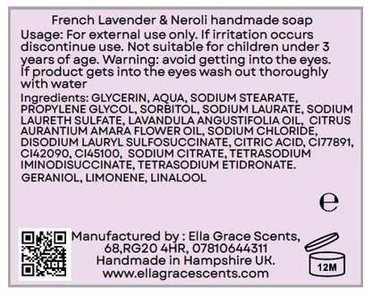 French Lavender & Neroli essential oil soap slice